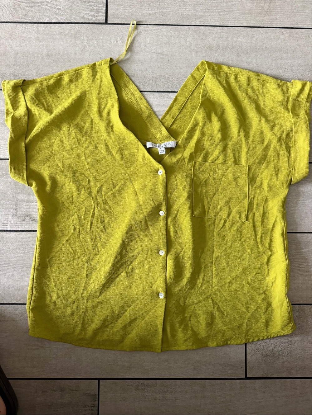 Sweet Rain Yellow Button-Front V-Neck Blouse